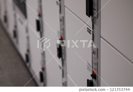 Close-up image of a coin locker inside a station 121353744
