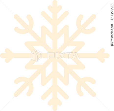 Simple beige snowflake icon, isolated against a clean white background, capturing the essence of winter, Christmas, and cold temperatures while evoking feelings of snow and ice Simple beige snowflake icon, isolated against a clean white background, capturing the essence of winter, Christmas, and cold temperatures while evoking feelings of snow and ice 121353888