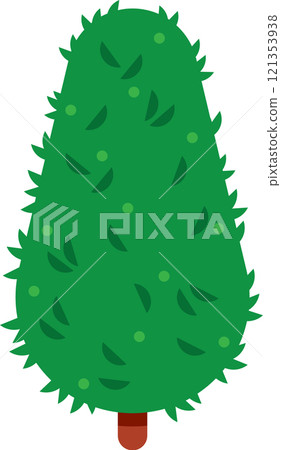 Lush green topiary tree featuring small leaves and round fruits thrives in a garden, enhancing the outdoor space with elegance and a vibrant touch of nature s beauty 121353938