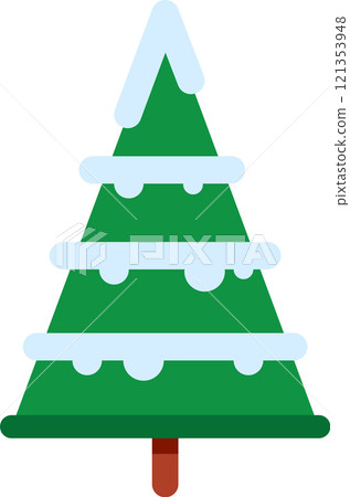 Simple christmas tree covered by snow with stylized design, perfect for christmas projects, greeting cards, websites, social media and much more 121353948
