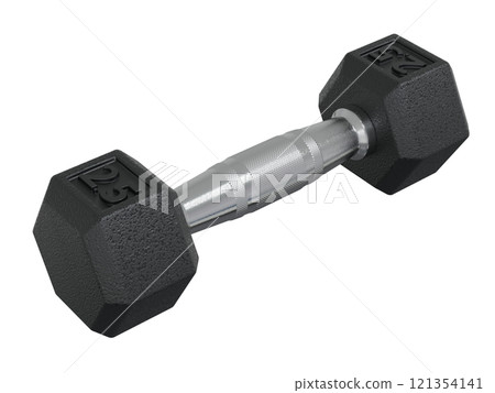 Hex Dumbbell with number 2.5, weightlifting gym equipment side view. Png clipart isolated on transparent background 121354141