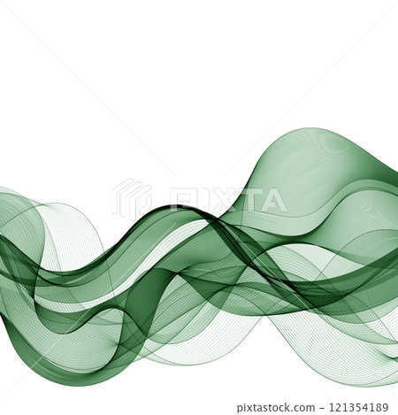 Abstract background with green waves on a white background. Background for presentation, advertising, cover and more. Eps 10 121354189