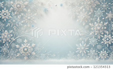Elegant winter background design with falling snowflakes [for Christmas cards and winter decorations] 121354313