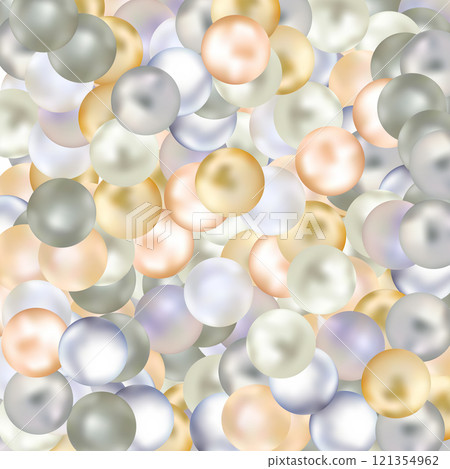 Splash of colored pearl pearls. Festive background. Round gold pearls. EPS 10 121354962