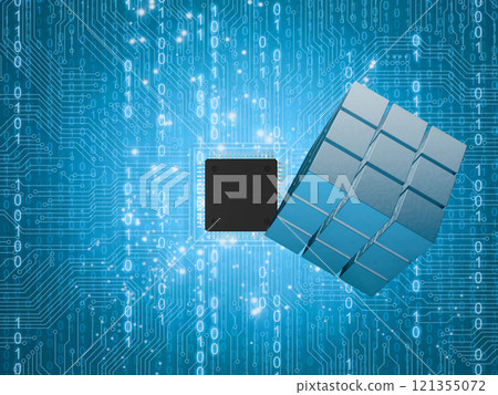 Blue cyber digital background image Blue cyber digital background image 121355072