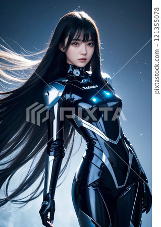 Beautiful woman in a robot suit 121355078
