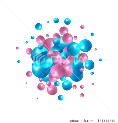 Colorful balls background. Vector background made with gradient meshes. Background design for banner, poster, flyer, card, postcard, cover, brochure. Purple and light pink balls. Pastel tones. Eps 10 121355259