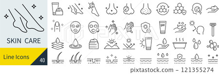 Skin care line icon set 121355274
