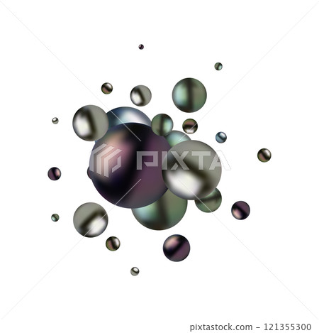 Black and gray glossy balls with shadow. Pearls. Abstract graphic background. Eps 10 Black and gray glossy balls with shadow. Pearls. Abstract graphic background. Eps 10 121355300