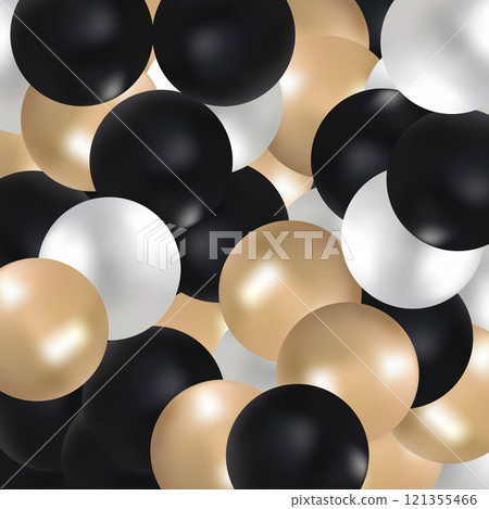Pearl. Falling Gems Abstract Background. Shiny Design. Vector illustration. Collection. Luxury Beautiful Shining Background with Pearls. Gold, white, black balls. Eps 10 121355466
