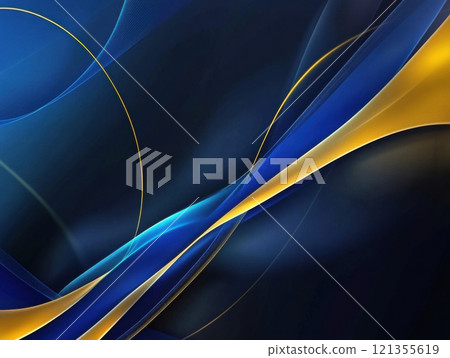 abstract blue and gold waves 121355619