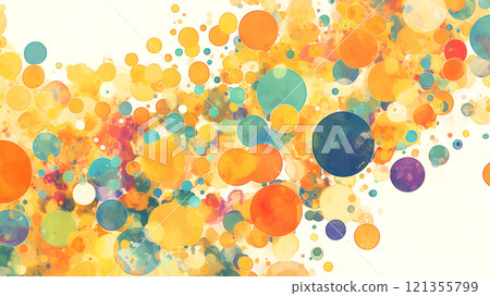 彩色背景與水彩圓形圖案 121355799