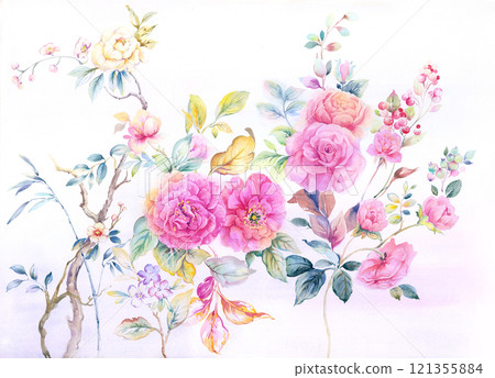 Beautiful Floral Curly Hand   Illustrated Patterns 121355884