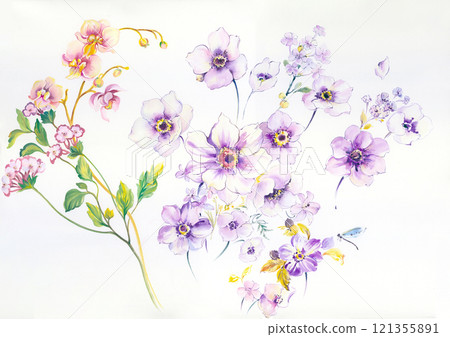 Beautiful Floral Curly Hand Illustrated Patterns Beautiful Floral Curly Hand Illustrated Patterns 121355891