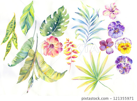 Graceful Floral and Curly Hand  Sketched Art 121355971