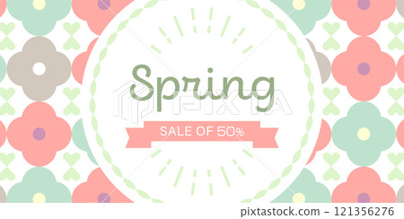 Spring sale design | Pop flowers and pastel color vector background material 121356276