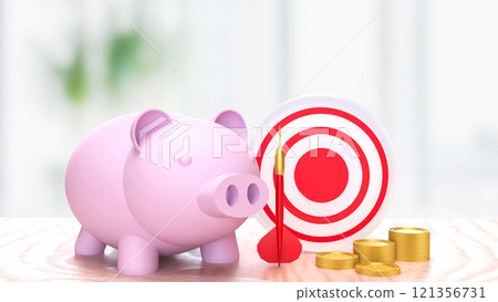 The piggy bank and dart for saving or earn concept 3d rendering. 121356731