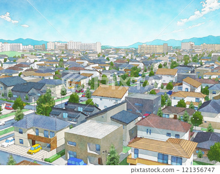 House, residential, town, city, hand-drawn style, BG, watercolor style House, residential, town, city, hand-drawn style, BG, watercolor style 121356747