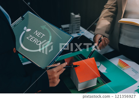 Carbon offset price report CO2 emission. Future growth Net zero waste in ESG ethical SME office protect climate change global warming social issues project. Group of asia people Eco friendly SDGs plan Carbon offset price report CO2 emission. Future growth Net zero waste in ESG ethical SME office protect climate change global warming social issues project. Group of asia people Eco friendly SDGs plan 121356927