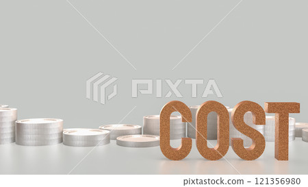 The Gold cost text and  coins for business concept 3d rendering. 121356980
