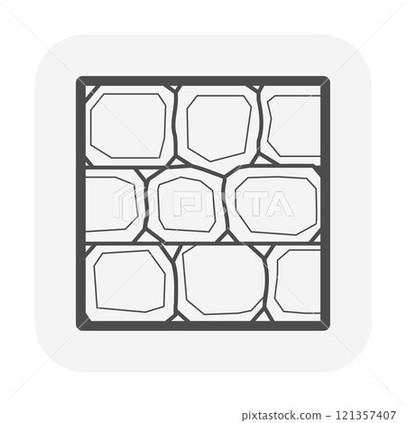 Stone or rock brick block wall vector icon design, material for architecture. Stone or rock brick block wall vector icon design, material for architecture. 121357407