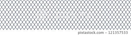 Seamless wire mesh pattern with diamond grid and chain links. Steel texture design for metal fences and fabric backgrounds. Flat vector illustration isolated 121357533