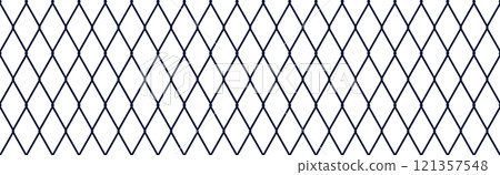 Seamless net pattern with wire mesh and grid texture. Abstract design for soccer, fishing, and sports goals in black and white. Flat vector illustration isolated on white background. 121357548