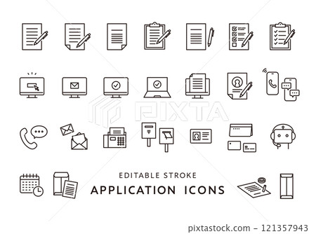 與應用程式相關的圖標集（單色） 121357943