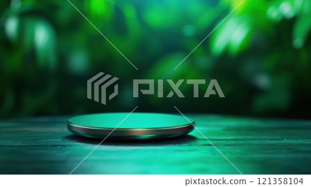 Minimalist Product Display Platform with Green Background and Nature Minimalist Product Display Platform with Green Background and Nature 121358104