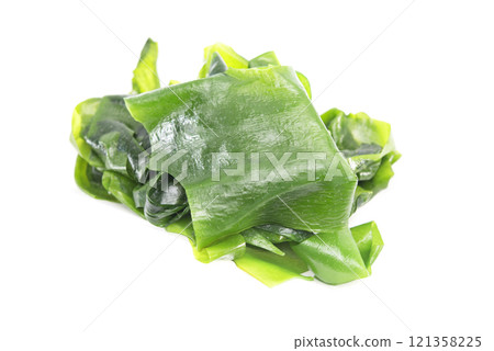 Seaweed wakame isolated on white background. Japanese organic fresh,healthy food. 121358225