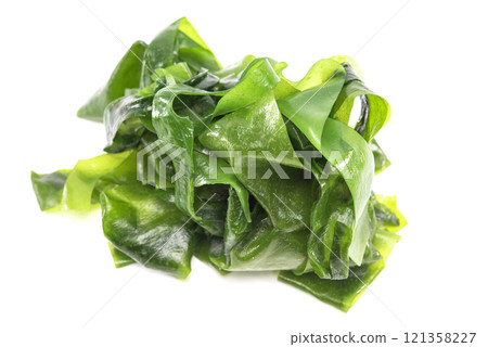 Seaweed wakame isolated on white background. Japanese organic fresh,healthy food. Seaweed wakame isolated on white background. Japanese organic fresh,healthy food. 121358227