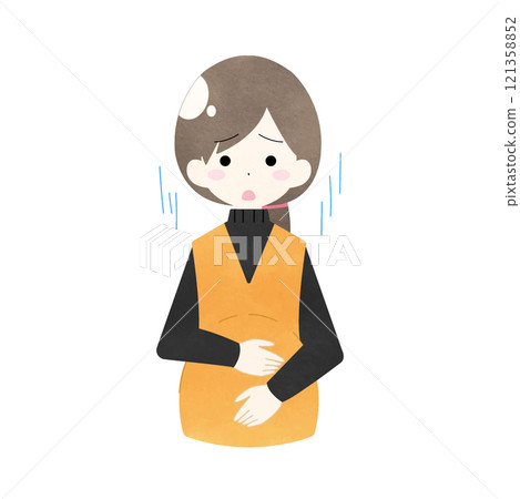 一位憂鬱孕婦的水彩風格插圖 121358852