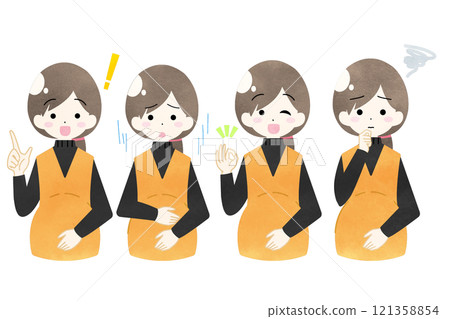 孕婦上半身水彩風格插畫集 121358854