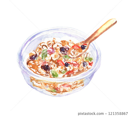 Watercolor illustration of cereal 121358867