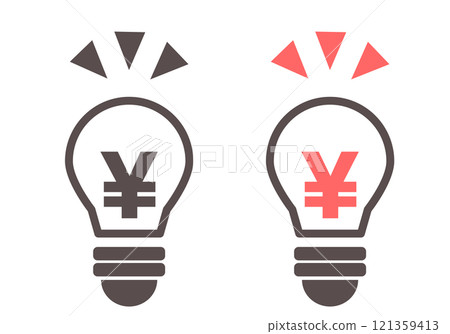 Light bulb illustrations regarding electricity bill increases and decreases Light bulb illustrations regarding electricity bill increases and decreases 121359413