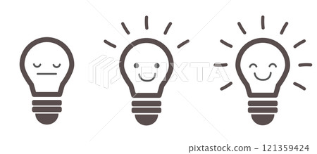 Illustration of a light bulb glowing with a flashing image 121359424