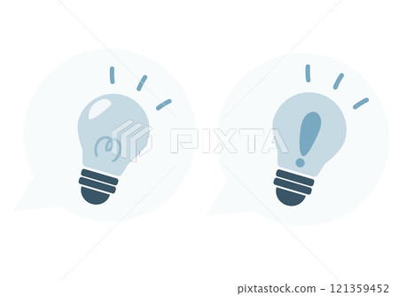 Illustration of a light bulb shining with an inspirational image, speech bubble 121359452