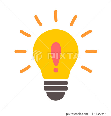 Illustration of a light bulb glowing with a flashing image 121359460