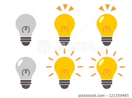 Illustration icon set of a light bulb shining with an inspirational image 121359465