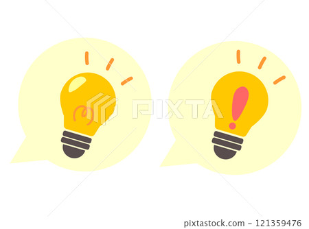Illustration of a light bulb shining with an inspirational image, speech bubble 121359476