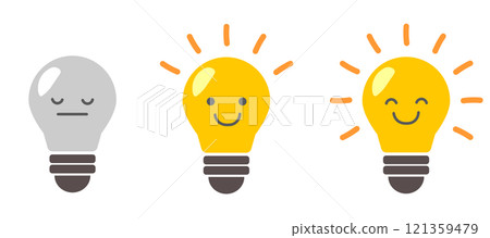 帶有閃爍圖像的燈泡插圖 121359479