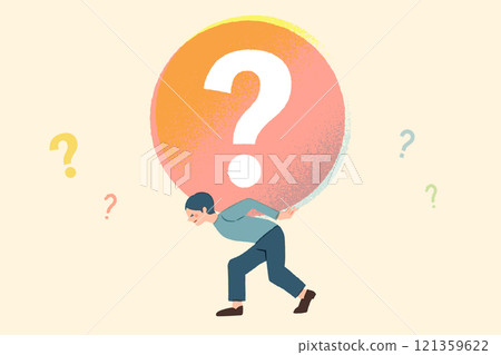 Illustration of a man carrying a difficult problem with no solution 121359622
