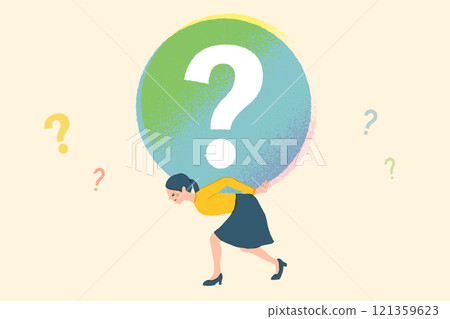Illustration of a woman carrying a difficult problem with no solution 121359623