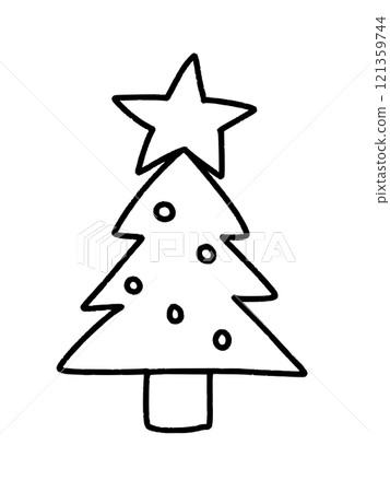 Simple Christmas tree line drawing 121359744