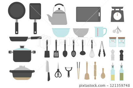 Flat illustration: Cooking utensils set 121359748