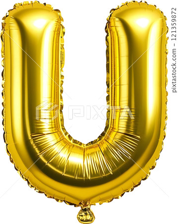Gold yellow foil balloon letters for a cheerful and festive celebration. 121359872
