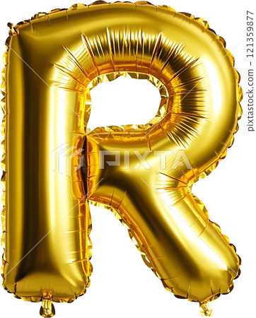 Gold yellow foil balloon letters for a cheerful and festive celebration. 121359877