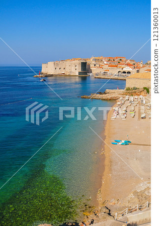 Beautiful beach on the Adriatic Sea in Dubrovnik 121360013