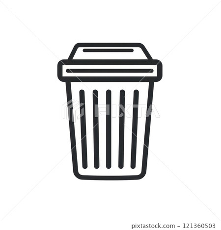 Minimalist Trash Bin Icon with Thin Lines and Bin Shape 121360503