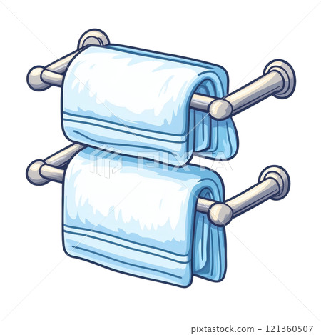 Minimalist Double Bar Towel Rack Icon for Bathroom Storage and Organization Minimalist Double Bar Towel Rack Icon for Bathroom Storage and Organization 121360507